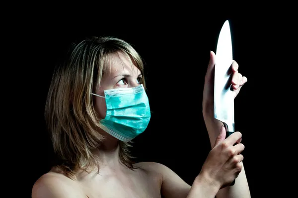 Woman with a knife — Stock Photo, Image