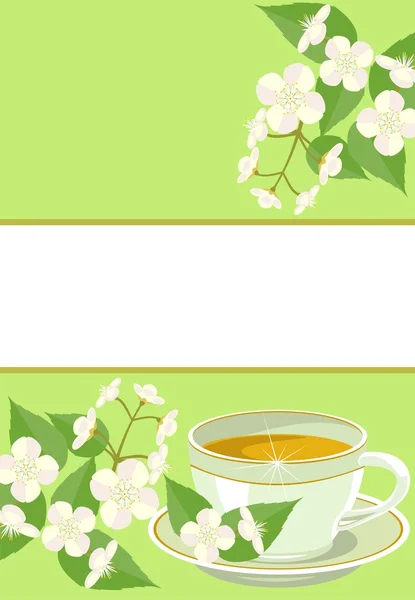 喝杯茶用茉莉花 — 图库矢量图片
