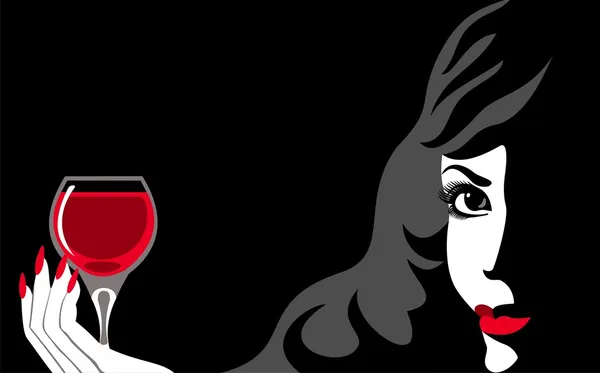 Femme avec du vin — Image vectorielle