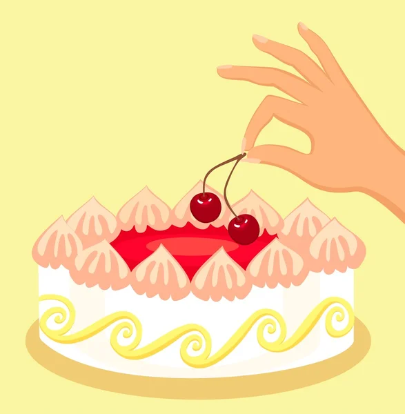樱桃蛋糕 — 图库矢量图片