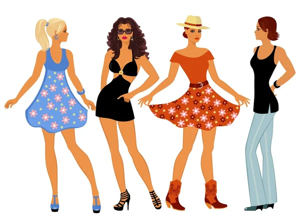 Girls in summer clothes — Stock Vector