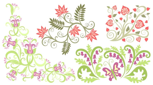 Desenho floral para livro e cartão postal — Vetor de Stock