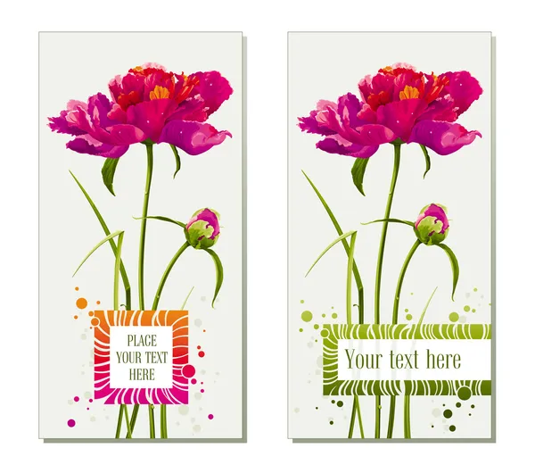 Conjunto de cartões de saudação flor — Vetor de Stock