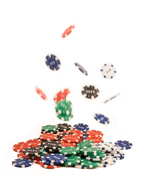 Bunch of falling casino chips. — Stock Photo, Image