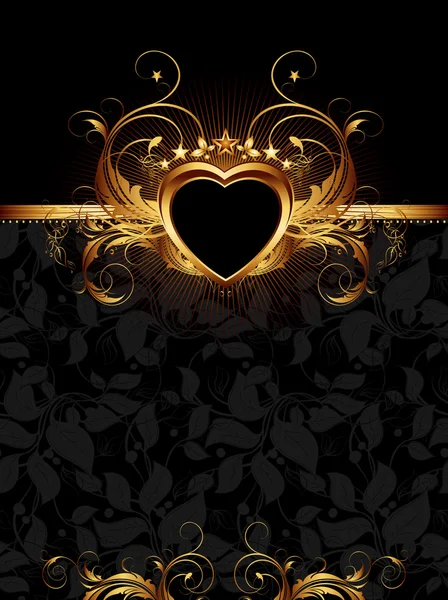 Ornate frame with golden heart — Stock Vector