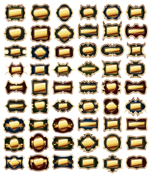 Набор золотых рам — стоковый вектор
