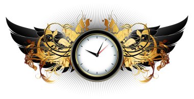 Clock frame with floral elements clipart