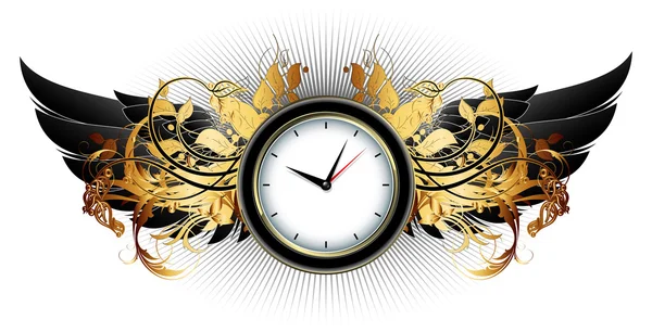 Marco del reloj con elementos florales — Vector de stock