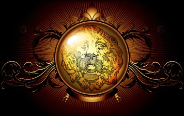 Shield ancient with lion clipart