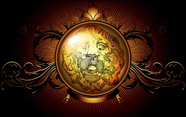 古代与狮子盾牌 — 图库矢量图片