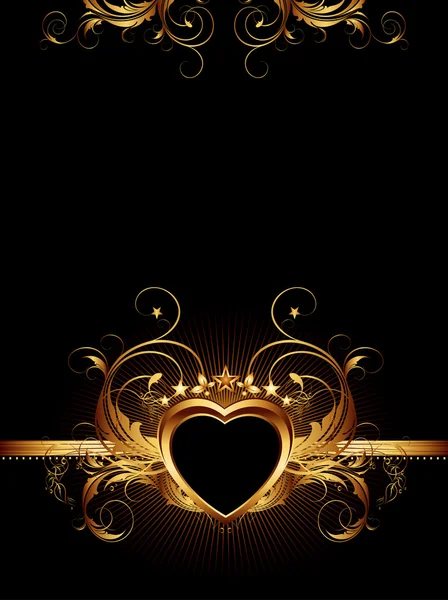 Cadre décoré avec coeur doré — Image vectorielle