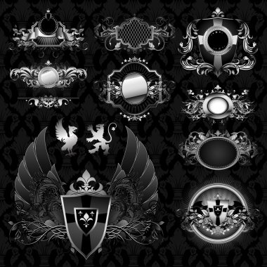 Medieval heraldry shields clipart