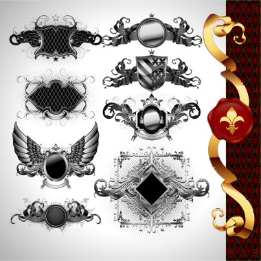 Medieval heraldry shields clipart