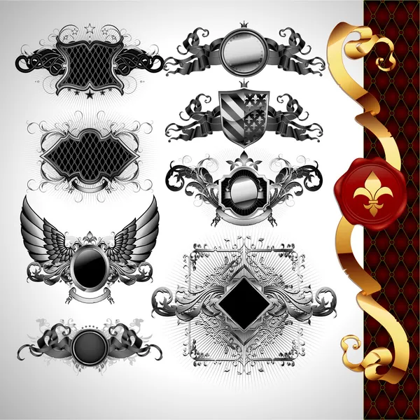 Medieval heraldry shields — Stock Vector