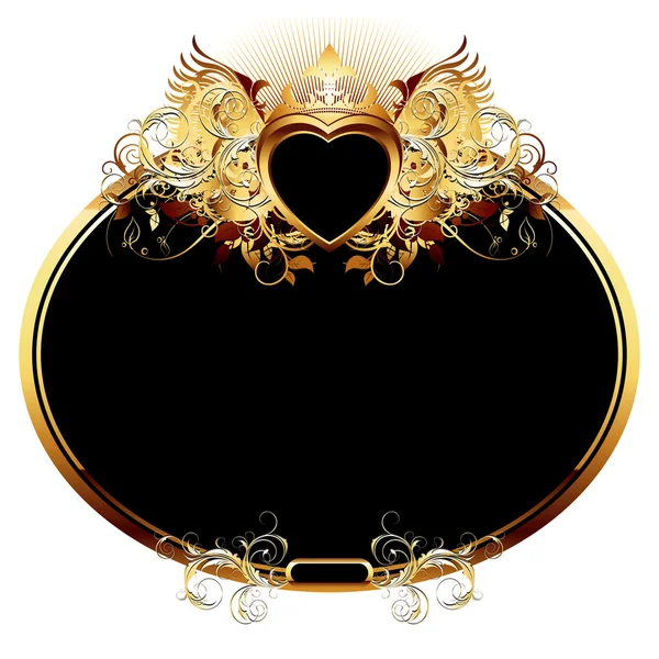 Ornate frame with golden heart — Stock Vector