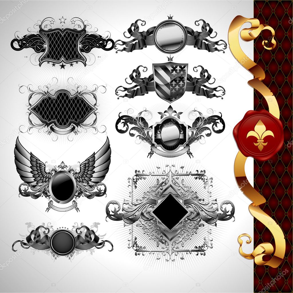 Medieval heraldry shields