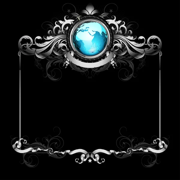 stock vector World with ornate frame