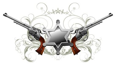 Sheriff star with guns clipart