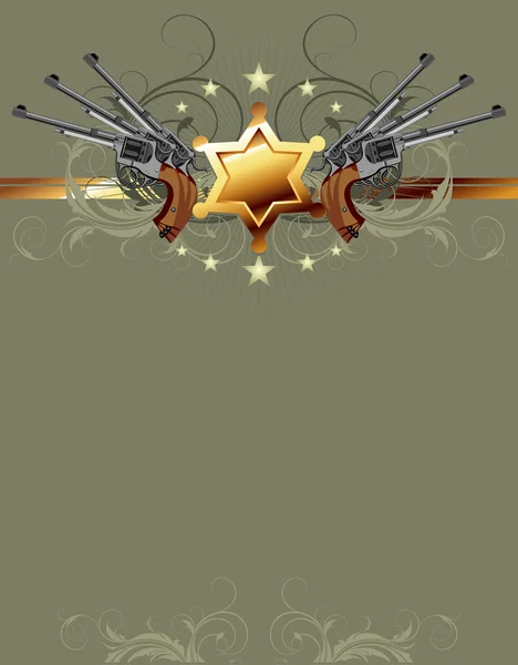 Shérif étoile avec des armes — Image vectorielle