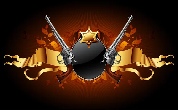 Шериф зірка зі зброєю — стоковий вектор