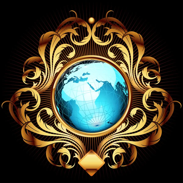 World with ornate frame — Stock Vector
