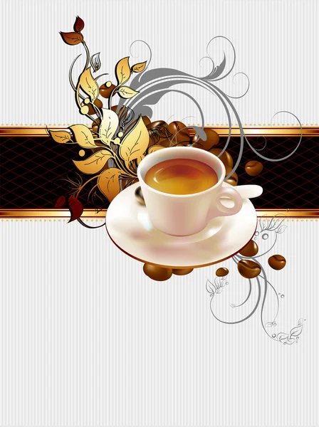 Чашка кофе с декоративными элементами — стоковый вектор