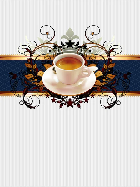 杯咖啡与华丽元素 — 图库矢量图片