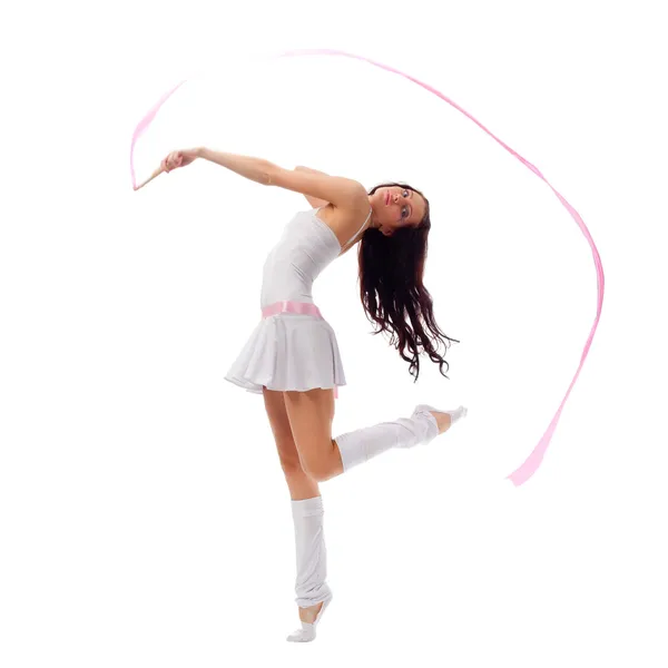 Mujer bailando con cinta —  Fotos de Stock