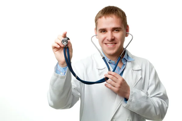 Adam doktor stetoskop ile — Stok fotoğraf