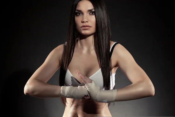 Mulher bonita boxer retrato — Fotografia de Stock