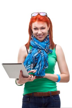 dizüstü bilgisayar ile mutlu kız