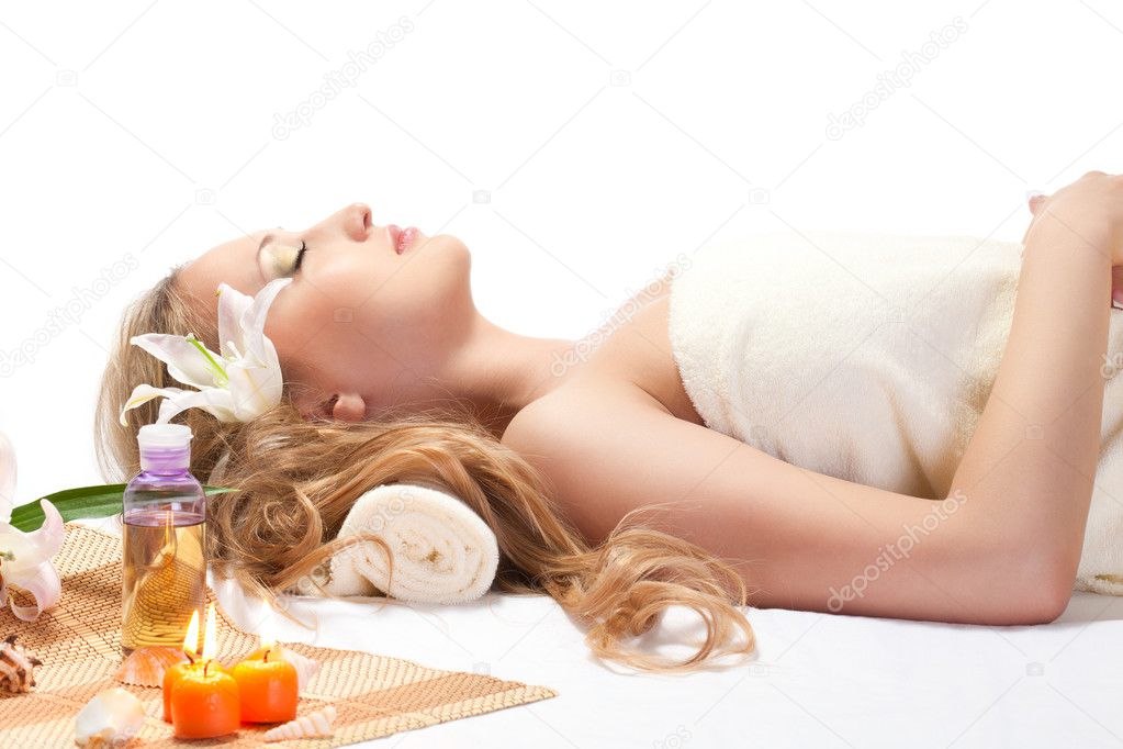 Woman taking over spa treatment