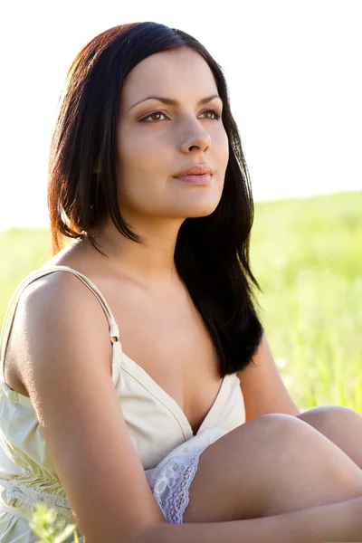Closeup outdoors woman portrait — Stock Photo, Image