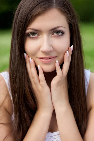 Closeup žena portrét — Stock fotografie