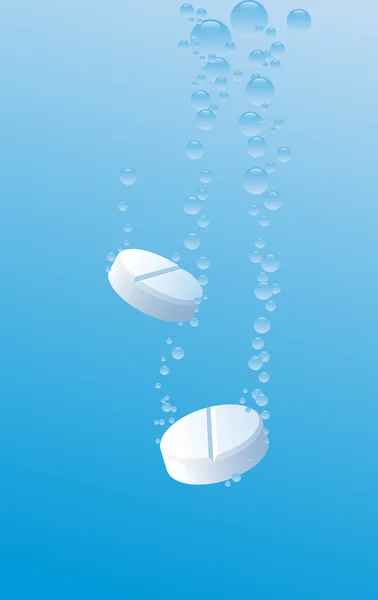 Die beiden Tabletten werden in einem Wasser aufgelöst — Stockvektor