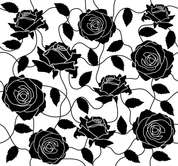 Rose schwarz nahtlos — Stockvektor
