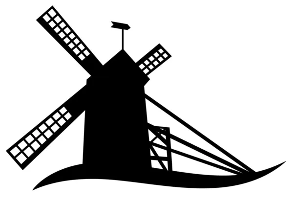 Windmühlensilhouette — Stockvektor