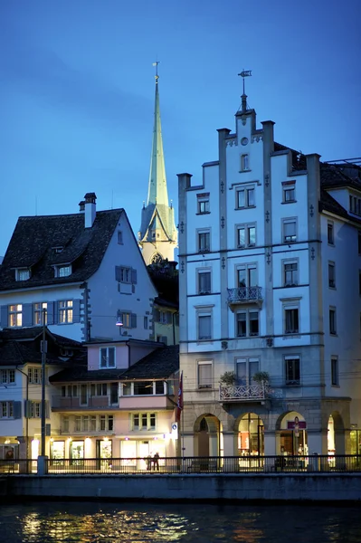 Zurigo centro storico di notte — Foto Stock