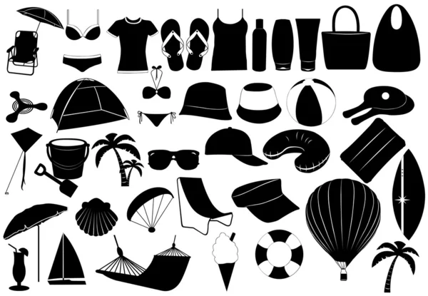 Illustration of summer vacation objects — Stock Vector
