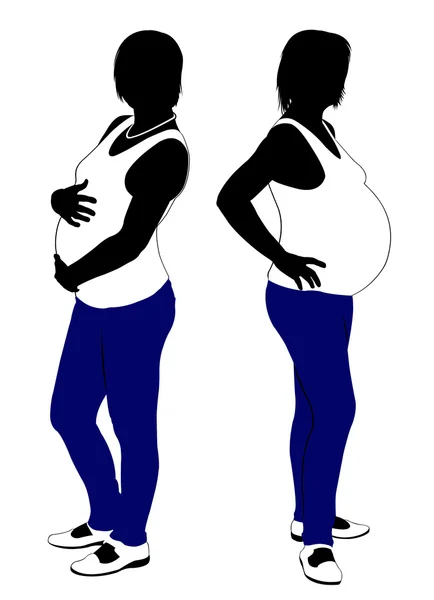 Silueta de mujeres embarazadas — Vector de stock