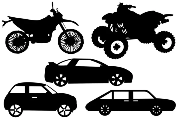 Collage con diferentes automóviles — Vector de stock