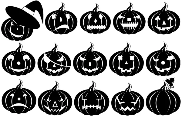 Halloween zucche silhouette — Vettoriale Stock