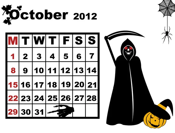10 月のカレンダー 2012 — ストックベクタ