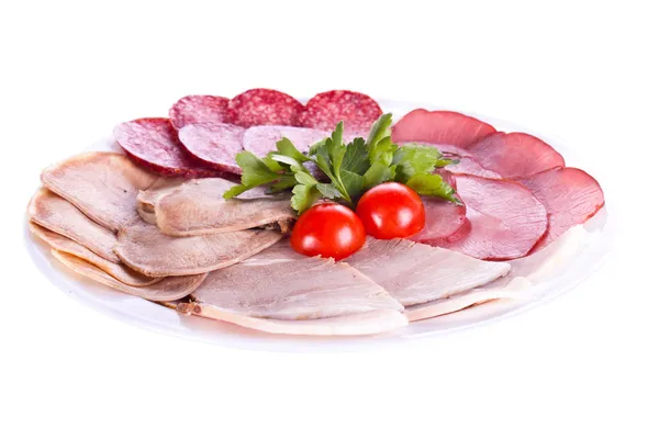 Sausage, meat cutting. — Stock Photo, Image