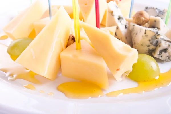 Cheese. A plate of cheeses. — Stock Photo, Image