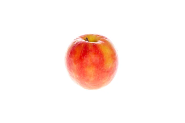 Plody červené jablko řez a zelené listy — Stock fotografie