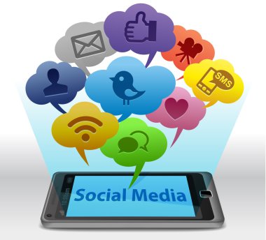 Social media on Smartphone clipart