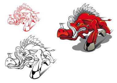 Wild running boar clipart