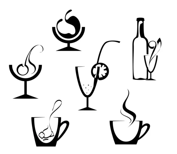 Ikony nápojů a nápojů — Stockový vektor