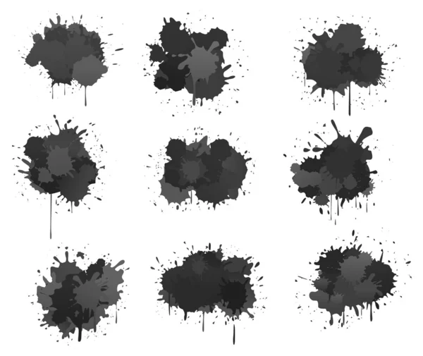 Manchas de tinta negra — Vector de stock